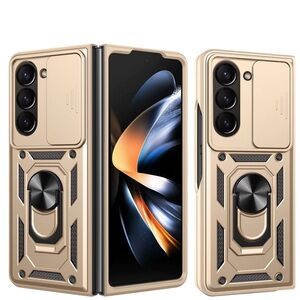 Samsung GalaxyZFold7Armor Protective Case with Sliding Window only black n gold